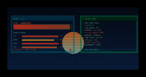 Interface d'alerte système critique, disque 97% plein.